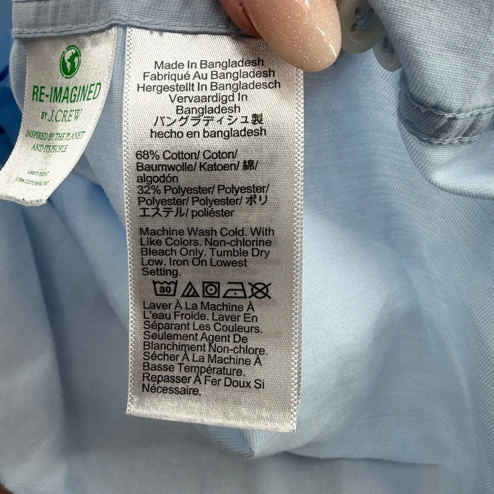 J Crew Performance Slim Untucked Shirt Mens Small Light Blue Button Down Cotton